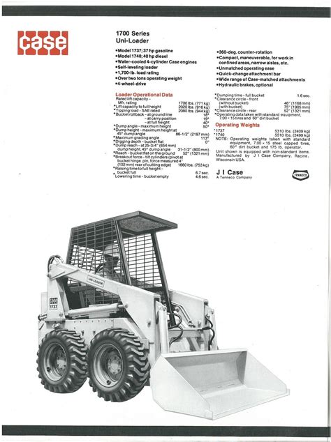 1740 case skid steer specs|case uniloader models.